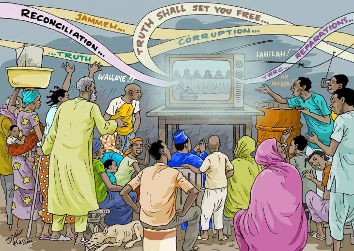 Le TTRC en Gambie, une commission vérité médiatique et populaire (illustration de Didier Kassaï) Le TTRC en Gambie, une commission vérité médiatique et populaire (illustration de Didier Kassaï)